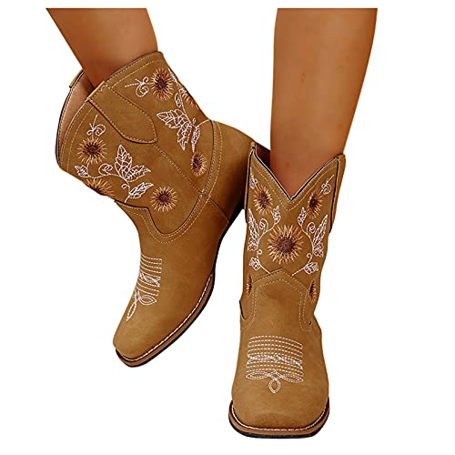 Kobilee Cowboystiefel Damen Boots mit Absatz Western Schlupfstiefel Winter Cowboy Stiefeletten Leder Warme Overknees Stiefel Winterstiefel Kniehohe Wasserdicht Langschaf Westernstiefel Reitstiefel von Kobilee