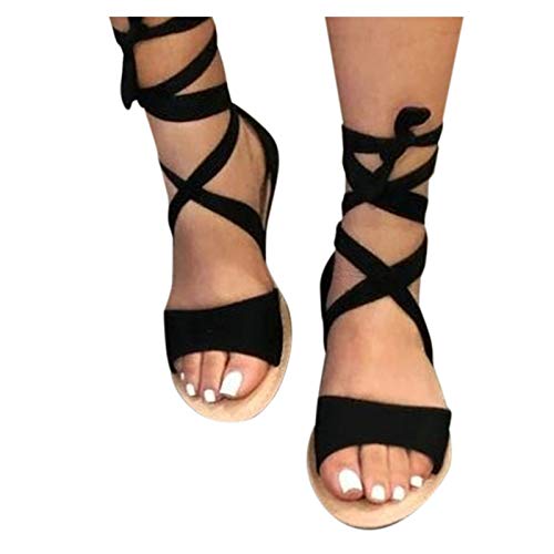 Kobilee Damen Sandalen Schwarz Weiß mit Absatz Sandalen zum Schnüren Knöchelbindung Riemchensandalen Riemchen Schuhe Sommer Sommerschuhe Bequeme Hochzeitsschuhe High Heels Riemchensandalen von Kobilee