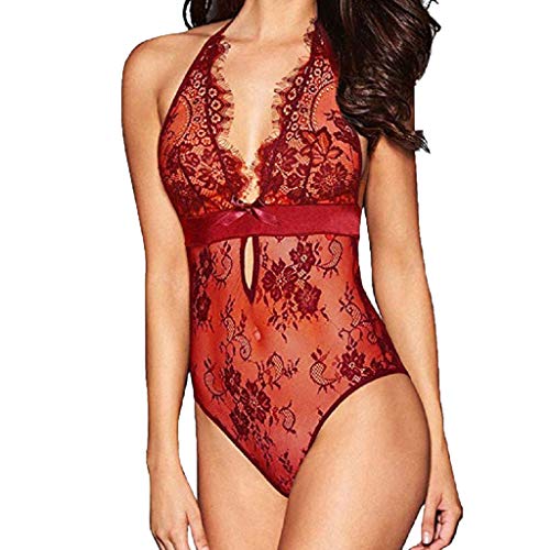 Kobilee Desouses für Frauen Sexy Große Größen Curvy Spitze Reizwäsche Offener Schritt Push Up Frauen Negligee Dessous Erotisch Babydoll Rot Nachtwäsche Sexy Unterwäsche Body Ouvert von Kobilee