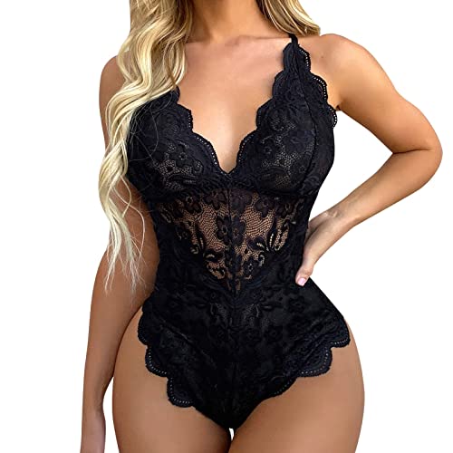 Kobilee Dessous Sexy Set Frauen Push Up Curvy Dessous Offener Schritt Spitze Rot Nachtwäsche Reizwäsche Babydoll Große Größen Body Sexy Unterwäsche Negligee Erotisch Ouvert von Kobilee