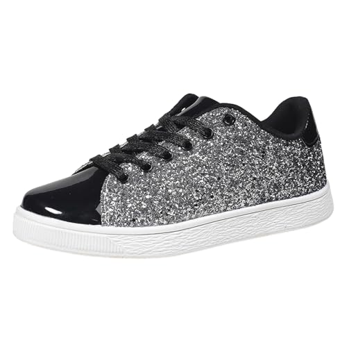 Kobilee Glitzer Schuhe Damen Schwarz Weiße Blau Bedazzled Laufschuhe Gold Silber 80er Jahre Atmungsaktiv Sneaker Große Größen Schuhe Leicht Turnschuhe Walking Glänzende Pailletten Schuhe Bunte von Kobilee