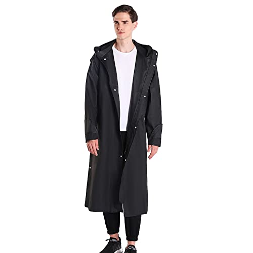 Kobilee Herren Regenmantel Lang Dicker Camping Regenschutz Regencape mit Kapuze Atmungsaktiv Wasserdicht Regen Poncho Regenponcho Leicht Wiederverwendbar Fahrrad Transparent Rain Poncho Raincoat von Kobilee