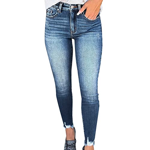 Kobilee Jeans Damen Hellblau Lange DamenStretch Freizeithose High Waist Skinny Verschleißfest Jeanshose Denim Hosen Straight Slim Fit Atmungsaktiv Vintage Leggings von Kobilee