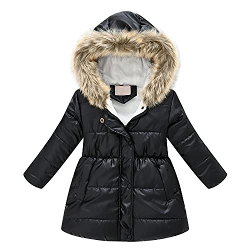 Kobilee Mädchen Winterjacke 140 128 134 152 146 116 110 mit Fell Lang Gefüttert Warm Wasserdicht Winterparka Wintermantel Kinderjacke von Kobilee