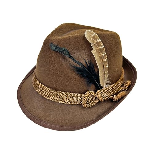 Kobilee Oktoberfest Hut Herren, Elegant mit Krempe Retro Bayernhut Robust für Oktoberfest, Trachten Party Vintage Trachtenhut Hochwertige Einheitsgröße Trachtenhüte Filzhut von Kobilee