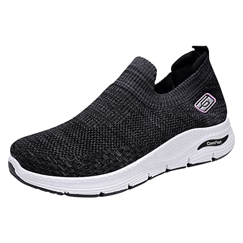 Kobilee Orthoback Schuhe Damen - Walking Weite H Orthoback Schuhe Mit Fussbett Fersensporn Sportschuhe Klettverschluss Schuhe Weiss Schwarz Sneaker Leichte Luftkissen-Wanderschuhe Mesh von Kobilee