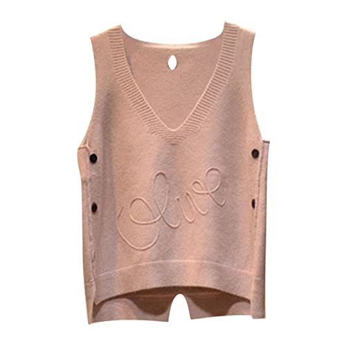 Kobilee Pullunder Damen Frühling Elegant Ärmellos Vintage Strickpullover Weste Strick Rundhals Warm Outdoor Top Winterpullover Grobstrick Westover Herbst Winter Pullunder Strickweste von Kobilee