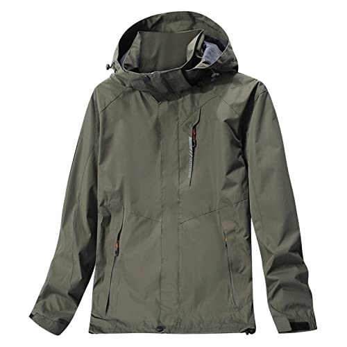 Kobilee Regenjacke Herren Wasserdicht Atmungsaktiv 4XL Mit Kapuze Lang Übergangsjacke Herren Wasserdicht Atmungsaktiv Oversize Sportjacke Trekkingjacke Frühling Sommer Hoodie Herren Schwarz Gelb von Kobilee