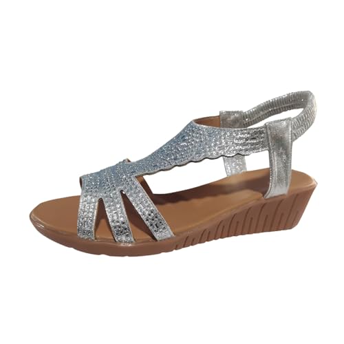 Kobilee Römer Sandalen Frauen - Breite Füße Gold Braune Römersandalen Boho Sommer Sandalen Plateau mit Absatz Sommerschuhe Elegant Schwarz Weiß Schuhe Gothic Pantoletten Hoch Stiefeletten von Kobilee