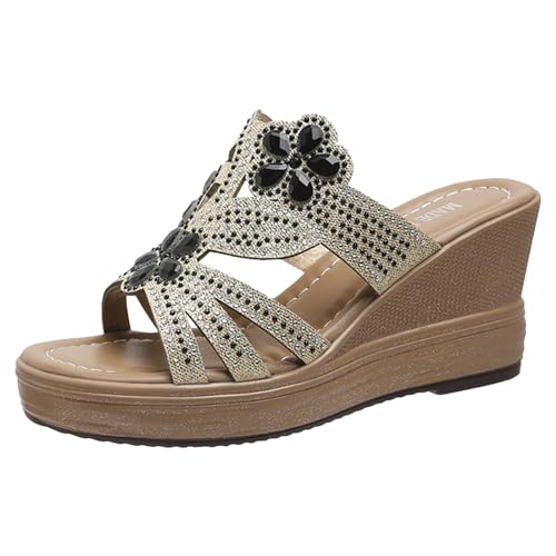 Kobilee Schuhe Damen Sommer, High Heels Sommer Sandalen mit Absatz Elegant Pantoletten Wedges Bequem Hausschuhe mit Fussbett Schicke Sommerschuhe 39 Damensandalen Weiß Römersandalen Sandaletten von Kobilee