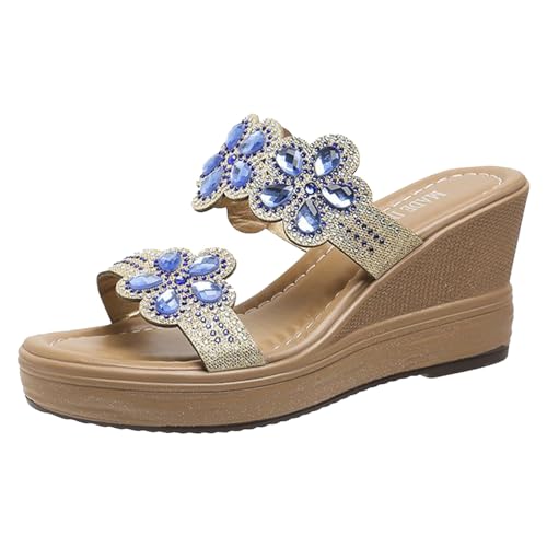 Kobilee Schuhe Damen Sommer Elegant Weite H Sommerschuhe mit Absatz High Heels Sandalen Schicke Wedges Pantoletten Bequem mit Fussbett Hausschuhe Beige Latschen Weiß Slides Sandaletten von Kobilee