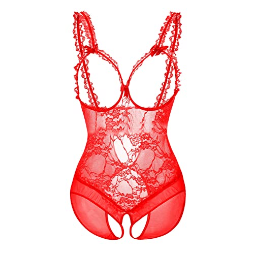 Kobilee Sexy Underwear for Women for Sex Body Lace Push Up Lingerie Curvy Ouvert Erotic Sexy Underwear Negligee Women Babydoll Large Sizes Sleepwear Lingerie Red Open Crotch von Kobilee