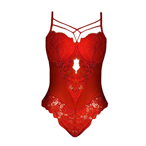 Kobilee Sexy Underwear for Women for Sex Body Lace Push Up Lingerie Curvy Ouvert Erotic Sexy Underwear Negligee Women Babydoll Large Sizes Sleepwear Lingerie Red Open Crotch von Kobilee