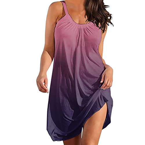 Kobilee Sommerkleider Knielang Damen Leicht und Luftig Ärmellos XXL Boho Strandkleid Große Größen Kurz Bunt Kleidung Sexy Sommer Sommerkleid Boho Kleider Hippie Swing Sommerkleider Weiß von Kobilee