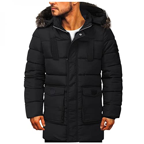 Kobilee Steppmantel Herren Lang Winter Warm mit Kapuze Gefüttert Outdoor Wasserdicht Wintermantel Winterjacke Winterparka von Kobilee