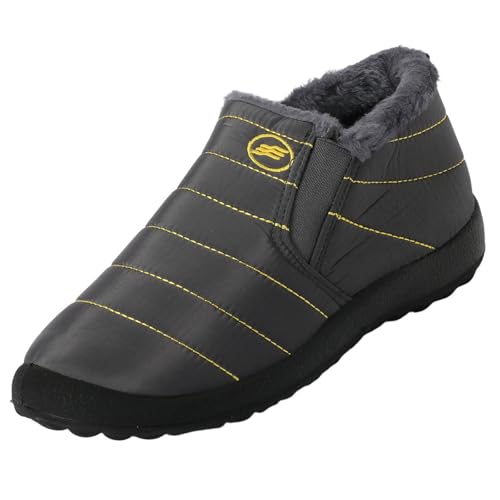 Kobilee Winterschuhe Damen Gefüttert Warm Winter-Schneestiefel Plattform Slip-on Rutschfest Wasserdicht Winter Stiefeletten Damen Bequeme Plush Orthopädische Freizeitschuhe Elegante Grau 46/EU von Kobilee