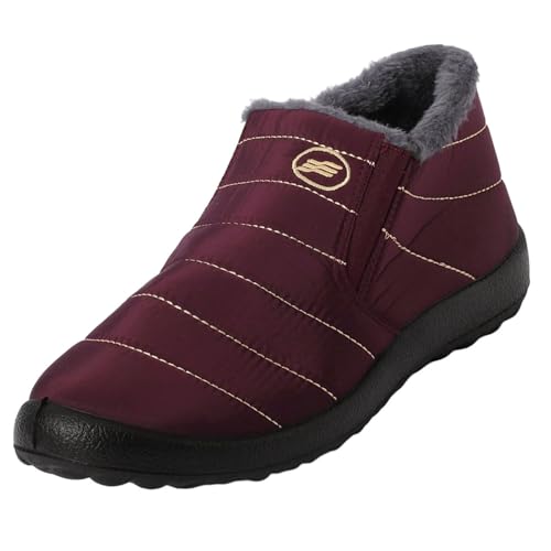 Kobilee Winterschuhe Damen Gefüttert Warm Winter-Schneestiefel Plattform Slip-on Rutschfest Wasserdicht Winter Stiefeletten Damen Bequeme Plush Orthopädische Freizeitschuhe Elegante Rd3 48/EU von Kobilee