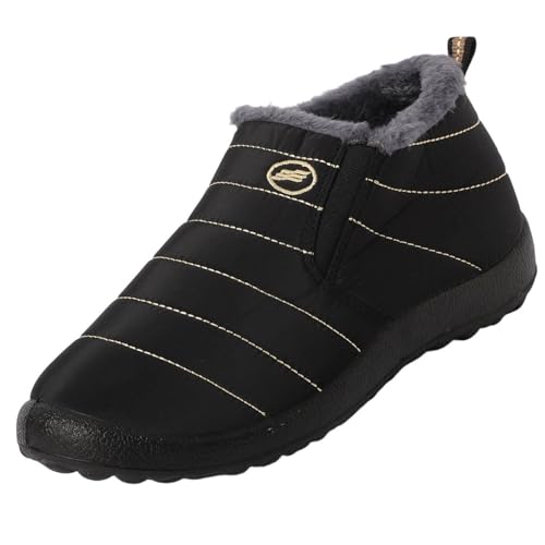Kobilee Winterschuhe Damen Warm Winter-Schneestiefel Plattform Slip-on Rutschfest Wasserdicht Winter Stiefeletten Damen Bequeme Plush Orthopädische Freizeitschuhe Elegante Schwarz 45/EU von Kobilee
