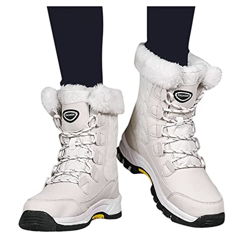 Kobilee Winterstiefel Damen Gefüttert Warm Wasserdicht Flach Schneeschuhe Schlupfstiefel Schneeboots Wadenhöhe Winter Snow Bootsmit Fell Wasserfest Rutschfest Outdoor Schneestiefel Winterschuhe von Kobilee