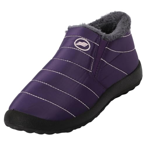 Kobilee Winterstiefel Damen Gefüttert Warm Winter-Schneestiefel Plattform Slip-on Rutschfest Wasserdicht Winter Stiefeletten Damen Bequeme Plush Orthopädische Freizeitschuhe Elegante Lila 38/EU von Kobilee