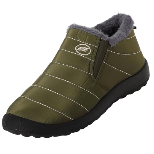 Kobilee Winterstiefel Damen Warm Winter-Schneestiefel Plattform Slip-on Rutschfest Wasserdicht Winter Stiefeletten Damen Bequeme Plush Orthopädische Freizeitschuhe Elegante Armeegrün 48/EU von Kobilee