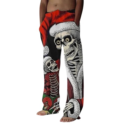 Leichte Haushose Herren Weihnachtsdruck mit Heizung Schlafhose Yogahose Weihnachts Christmas Warm Winter Pyjamahose Freizeithose Karierte Lang Lustig Loungewear Schlafanzughose Weihnachtshose von Kobilee