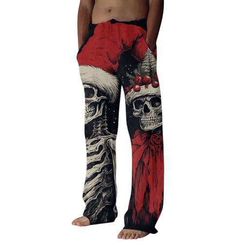 Leichte Haushose Herren Weihnachtsdruck mit Heizung Schlafhose Yogahose Weihnachts Christmas Warm Winter Pyjamahose Freizeithose Karierte Lang Lustig Loungewear Schlafanzughose Weihnachtshose von Kobilee