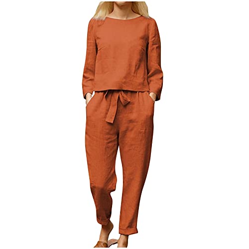 Loungewear Damen Set Sommer Hosenrock Herbst Elegant Frauen Anzug Outfit Rundhalsausschnitt Casual Komfort Hosenanzug Hosenanzüge Weich Zweiteilige Weites Bein Kurzarm Freizeitanzug von Kobilee