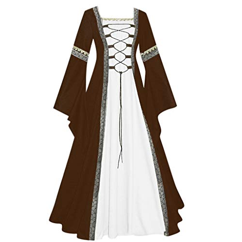 Mittelalter Kleid Damen Lang 18 Jahrhundert Renaissance Altmodische Vintage Trompetenärmel Kleid Mittelalterliche Unterkleid Partykleid Karnevals Kostüme von Kobilee