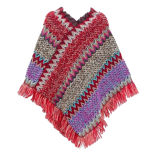 Poncho Schal Damen, Gestrickte Offene Front Geschenke Kuschelig Strick Schals und Wraps Stola Winter für Frauen Elegan Umhang Warm Vintage Schulterwärmer Strick Ponchos Schals & Tücher von Kobilee