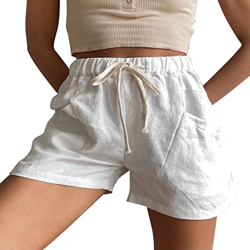 Shorts Haremshose Damen Baumwolle Hippie Loose Fit Strandhose Freizeithose Pumphose Jogginghose Geschenke High Waist Elegant Leinenhose Sporthosenn Leicht Elastischem Summer von Kobilee