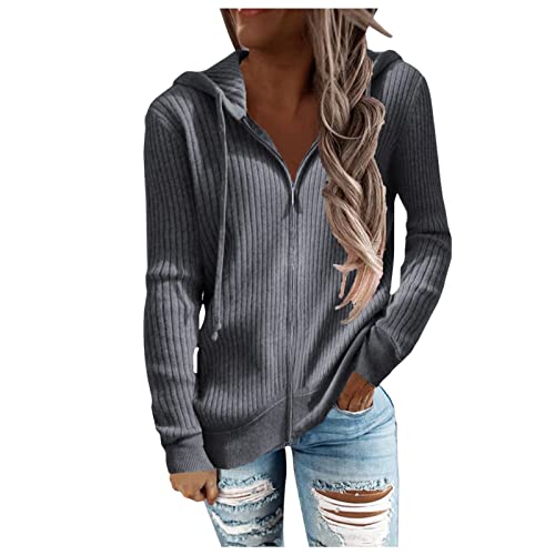 Kobilee Sweatjacke Damen Lang Dünn Reißverschluss Baumwolle Übergangsjacke Langarm Lang Oversize Große Größen Kapuzenjacke Sweatshirt Jacke mit Kapuze Tailliert Schwarz Zip Up Hoodie Jacke von Kobilee