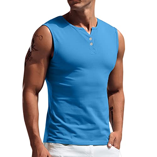 Tank Top Herren Sport Atmungsaktiv Hoodie Sommer Einfarbig Muskelshirt Atmungsaktive Slim Fit Rundhals Ärmelloses Achselshirt Laufshirt Männer Bodybuilding Tank-Top T-Shirt von Kobilee