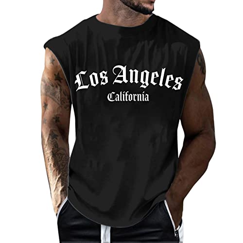 Tank Top Herren Sport Atmungsaktive Rundhals Männer Muskelshirt Achselshirt Hoodie Ärmelloses Tank-Top T-Shirt Bodybuilding Slim Fit Sommer Einfarbig Laufshirt von Kobilee