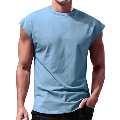 Tank Top Herren Sport Atmungsaktive Rundhals Männer Muskelshirt Achselshirt Hoodie Ärmelloses Tank-Top T-Shirt Bodybuilding Slim Fit Sommer Einfarbig Laufshirt von Kobilee