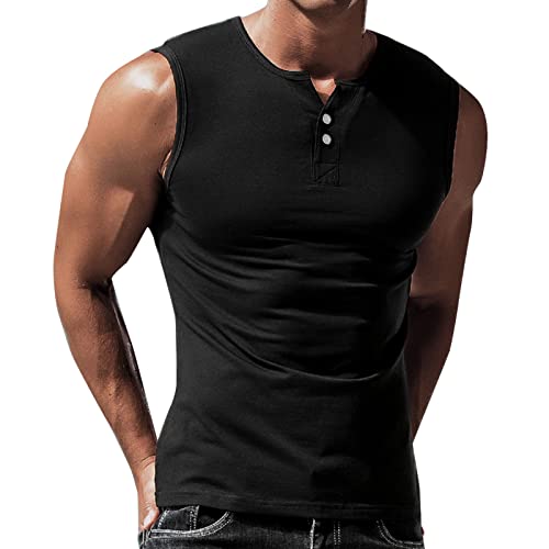 Tank Top Herren Sport Atmungsaktive Rundhals Männer Muskelshirt Achselshirt Hoodie Ärmelloses Tank-Top T-Shirt Bodybuilding Slim Fit Sommer Einfarbig Laufshirt von Kobilee