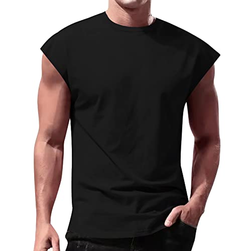 Tank Top Herren Sport Atmungsaktive Rundhals Männer Muskelshirt Achselshirt Hoodie Ärmelloses Tank-Top T-Shirt Bodybuilding Slim Fit Sommer Einfarbig Laufshirt von Kobilee