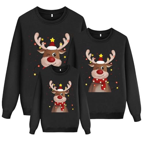 Weihnachten Pullover Set Partnerlook Pärchen Weihnachtspullover Familie Set Gestrickte Pullover Strickpullover Winterpullover Weihnachtspullis Sweatshirt Kinder Damen Herren S-XL von Kobilee