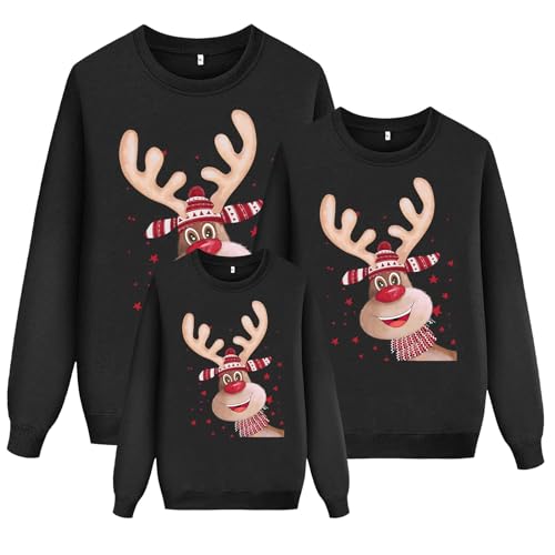 Weihnachten Pullover Set Partnerlook Pärchen Weihnachtspullover Familie Set Gestrickte Pullover Strickpullover Winterpullover Weihnachtspullis Sweatshirt Kinder Damen Herren S-XL von Kobilee