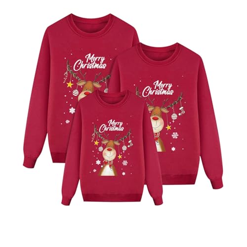 Weihnachten Pullover Set Partnerlook Pärchen Weihnachtspullover Familie Set Gestrickte Pullover Strickpullover Winterpullover Weihnachtspullis Sweatshirt Kinder Damen Herren von Kobilee