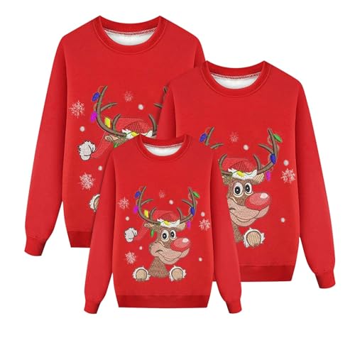 Weihnachten Pullover Set Partnerlook Pärchen Weihnachtspullover Familie Set Gestrickte Pullover Strickpullover Winterpullover Weihnachtspullis Sweatshirt Kinder Damen Herren von Kobilee