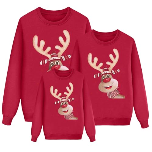 Weihnachten Pullover Set Partnerlook Pärchen Weihnachtspullover Familie Set Gestrickte Pullover Strickpullover Winterpullover Weihnachtspullis Sweatshirt Kinder Damen Herren von Kobilee