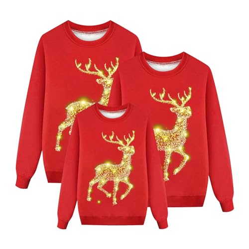 Weihnachten Pullover Set Partnerlook Pärchen Weihnachtspullover Familie Set Gestrickte Pullover Strickpullover Winterpullover Weihnachtspullis Sweatshirt Kinder Damen Herren von Kobilee