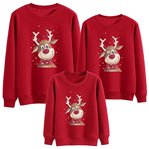 Weihnachtspullover Familie Set Christmas Sweater Xams Rentier Weihnachten Pullover Baumwolle Lustig Süß Hässlich Sweatshirt Pulli Damen Herren Partnerlook Kinder Weihnachtspulli von Kobilee