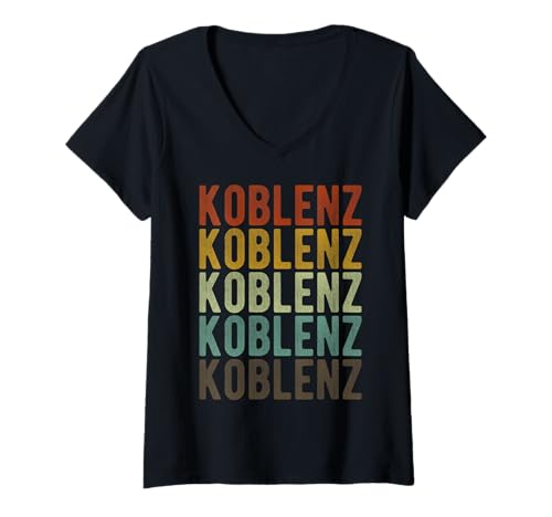 Damen Koblenz Stadt Retro Vintage T-Shirt mit V-Ausschnitt von Koblenz Stadt Geschenk
