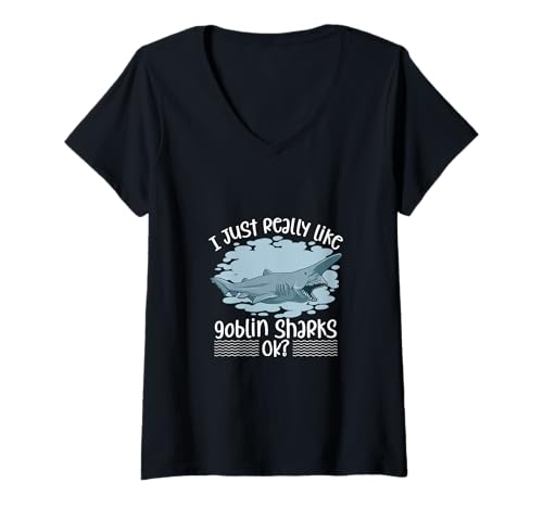 Damen Lieblingstier Koboldhai T-Shirt mit V-Ausschnitt von Koboldhai Designs