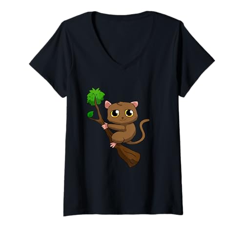 Damen Kobold Maki T-Shirt mit V-Ausschnitt von Koboldmaki