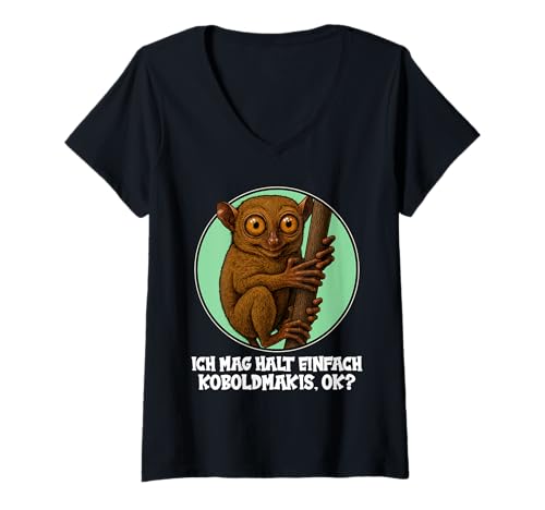 Damen Koboldmakis Koboldmaki T-Shirt mit V-Ausschnitt von Koboldmakis Koboldmaki Tier Shop