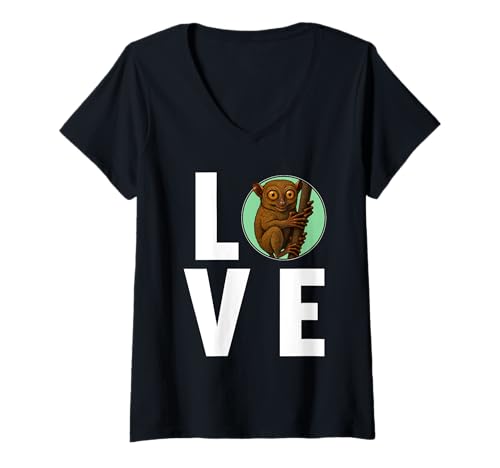 Damen Koboldmakis Koboldmaki T-Shirt mit V-Ausschnitt von Koboldmakis Koboldmaki Tier Shop