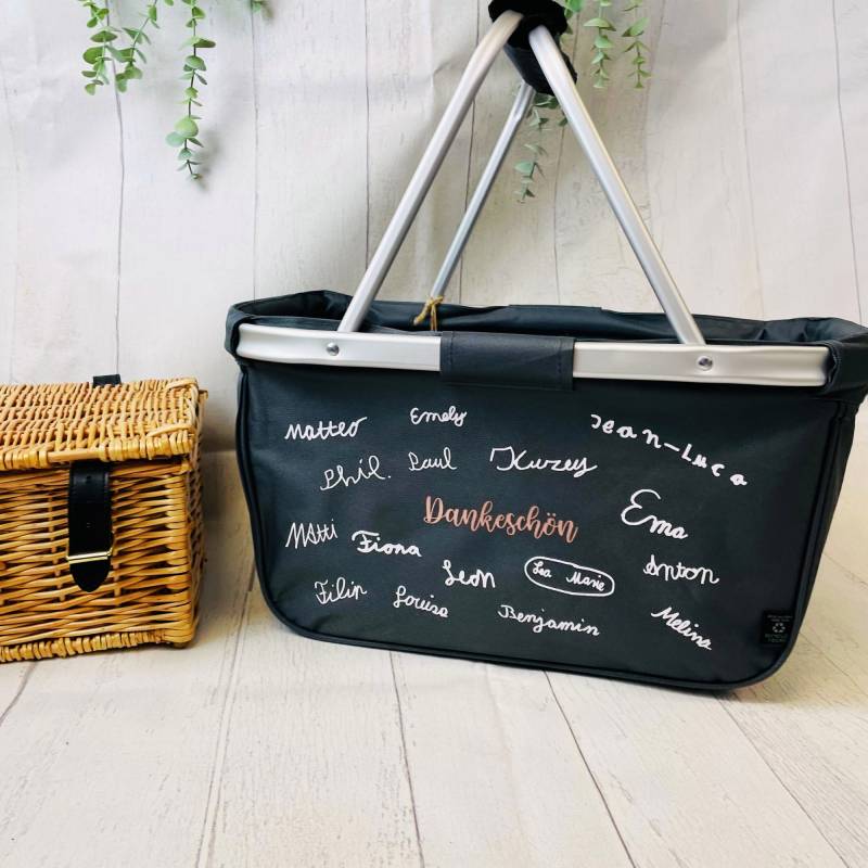 Abschiedsgeschenk Lehrerin - Für Lehrkräfte Einkaufskorb Mit Unterschriften Der Kinder Personalisiert Kindernamen von Koboldtheater22